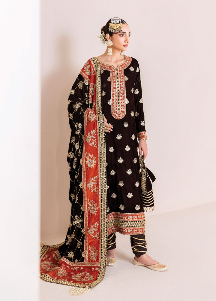 Makhmal by Alizeh Fashion Unstitched Luxury Velvet Embroidered 3 Piece Suits AFB25MV AF-VLT-2224-SABAAT - Festive Collection