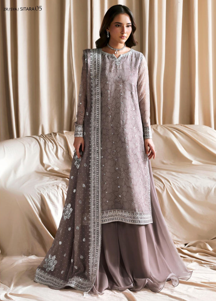 Sirayya by Zarif Unstitched Embroidered Chiffon 3 Piece Suit ZR26US Sitara 05 - Festive Collection