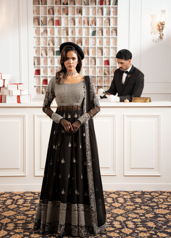Check In by Zarizaa Embroidered Chiffon 3 Piece Suit ZZ26UCI CLOAK - Festive Collection