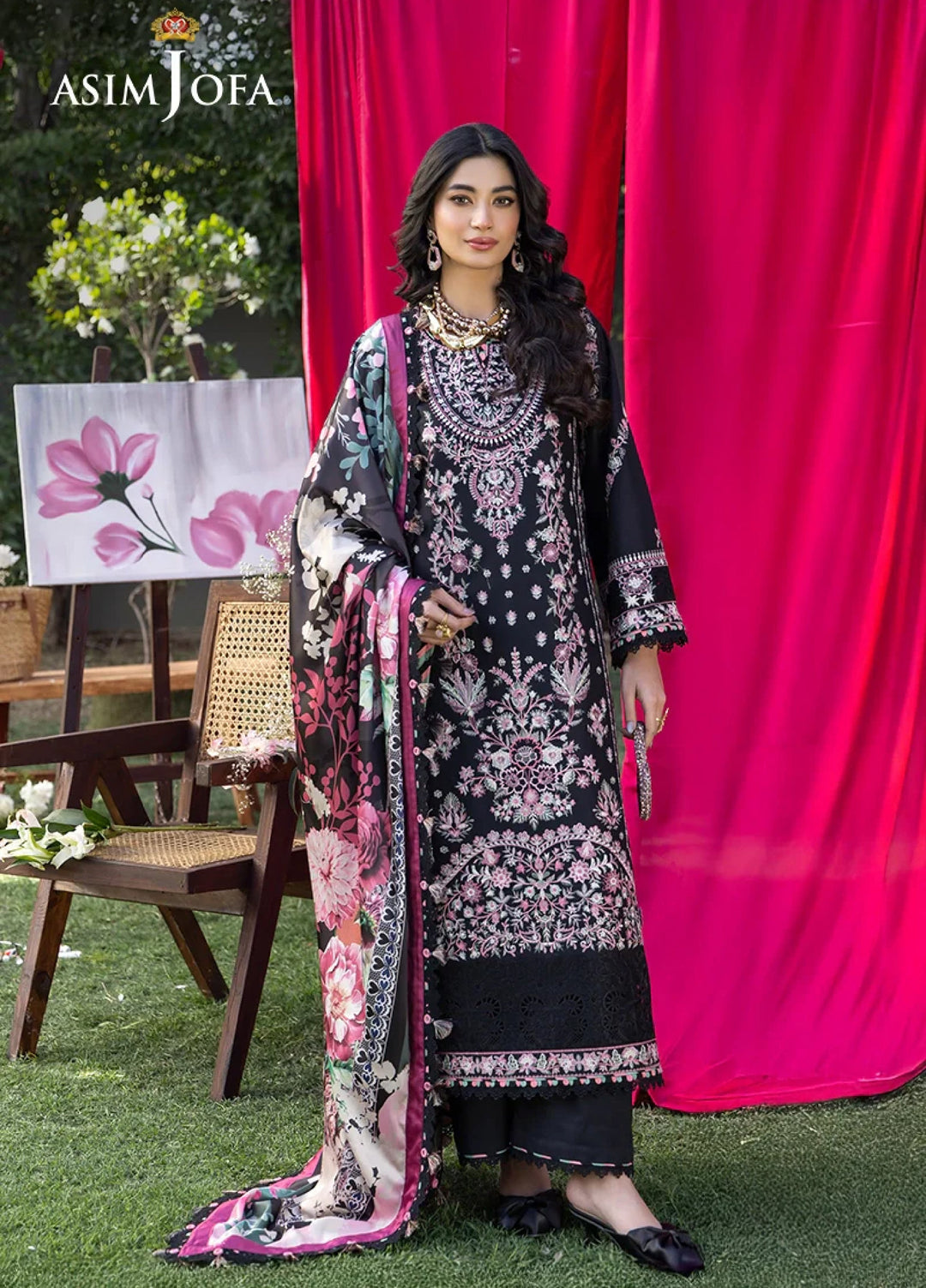 Asim Jofa Unstitched Embroidered Luxury Lawn 3 Piece Suit AJ26ULL AJULW-05 - Festive Collection