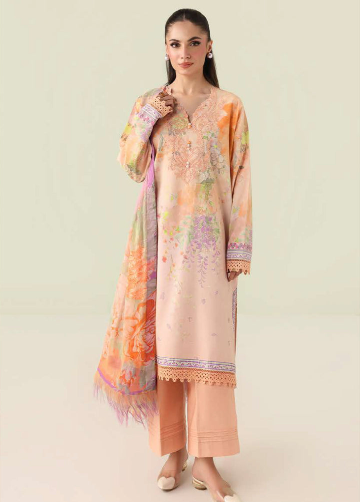 Rosette by Roheenaz Unstitched Lawn Embroidered 3 Piece Suit RNZ26UR Sunlit Fern-2B - Summer Collection