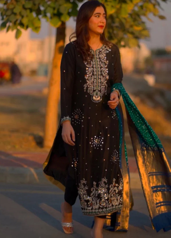 Luxe By Hues Atelier Women Pret 3 Piece Heritage Black Formal - Formals Collection