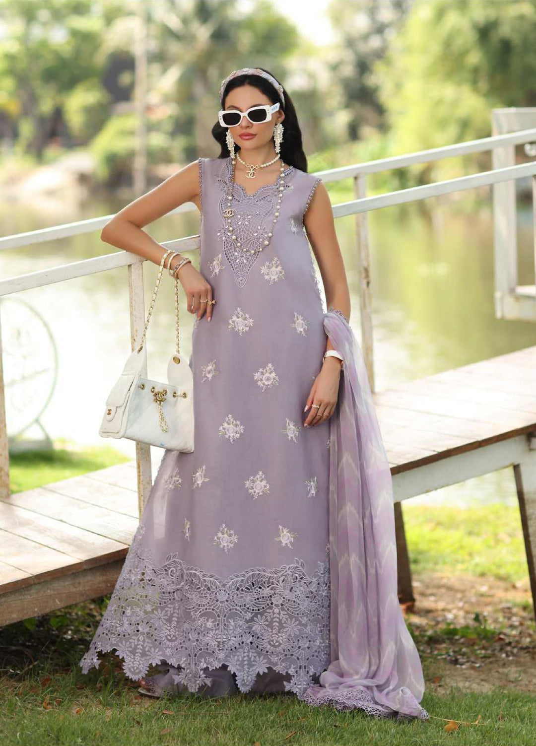Noor Luxe by Saadia Asad Unstitched Embroidered Lawn 3 Piece Suit SA26ULNE D4 - Eid Collection