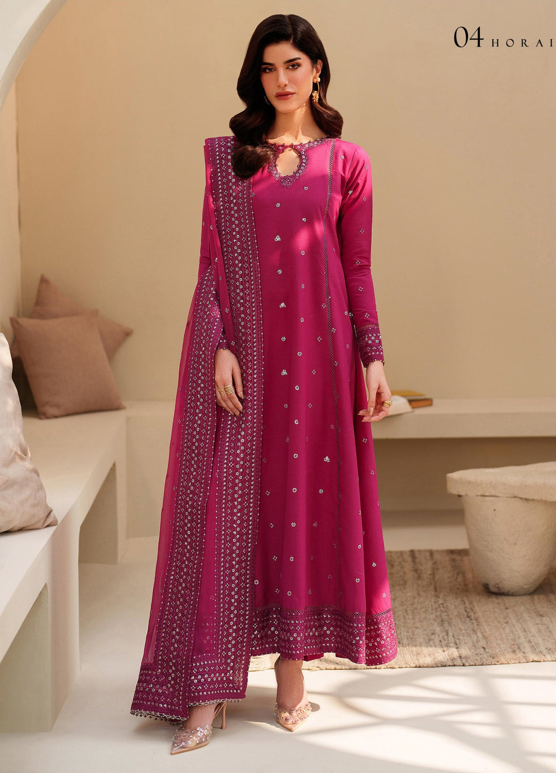 Tabeer by Zarif Unstitched Silk Embroidered 3 Piece Suit ZR26UT ZE-TS-04 HORAIN - Winter Collection