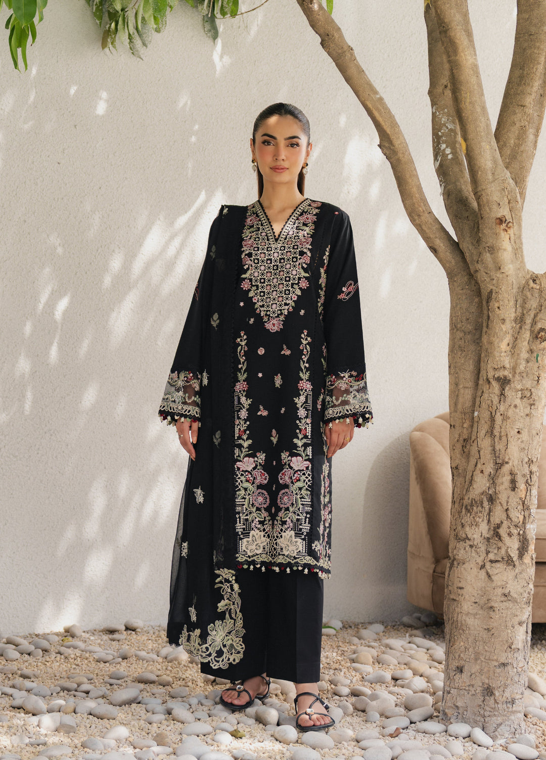 Eclat Premium by Seran Unstitched Embroidered Lawn 3 Piece Suit SN26ULE Noirea D-03 - Summer Collection