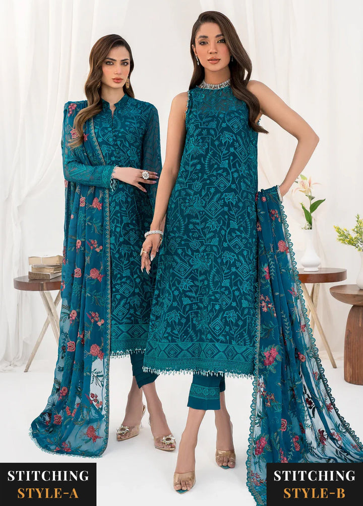 Zarif Women Unstitched Embroidered Chiffon 3 Piece Suit ZR26UFC ZLC 03 GARDENIA - Festive Collection