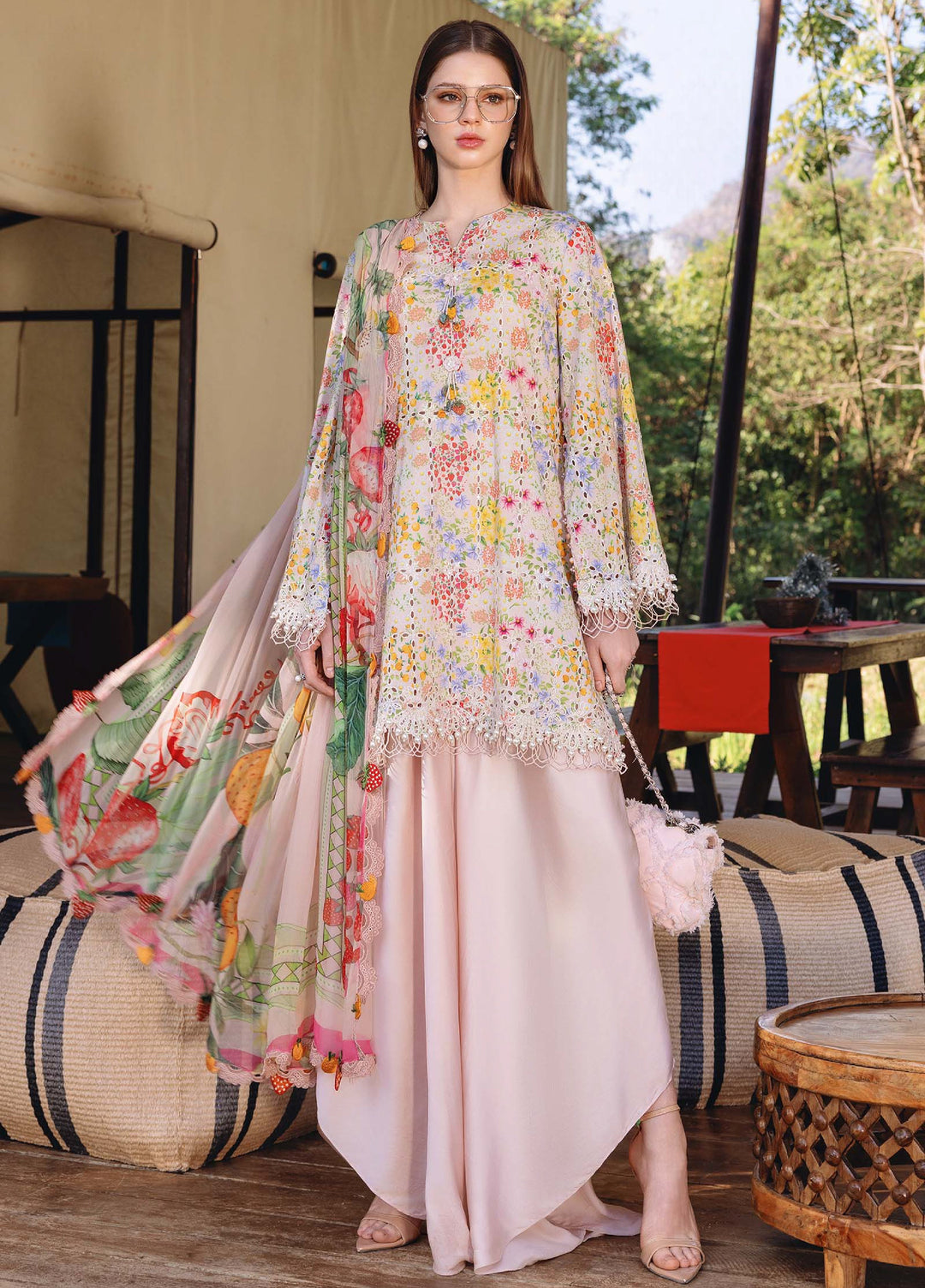 M Prints by Maria B Unstitched Printed Lawn 3 Piece Suit MB26UMP D-14 A - Summer Collection