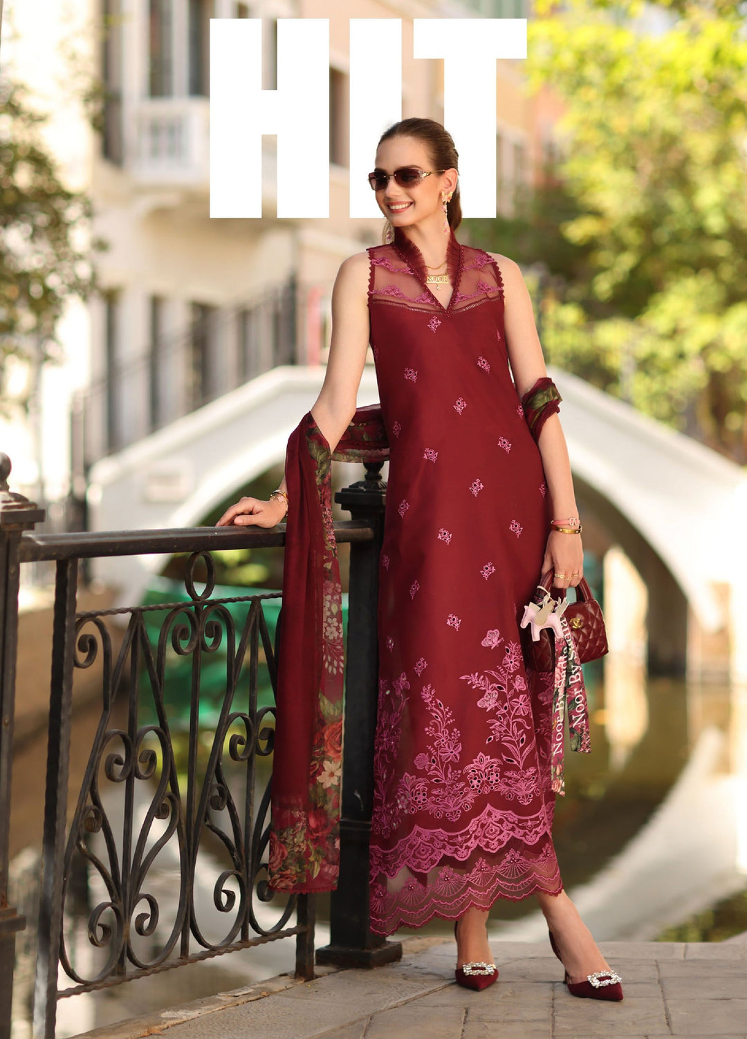 Noor by Saadia Asad Unstitched Embroidered Lawn 3 Piece Suit SA26UNE D-01A - Eid Collection