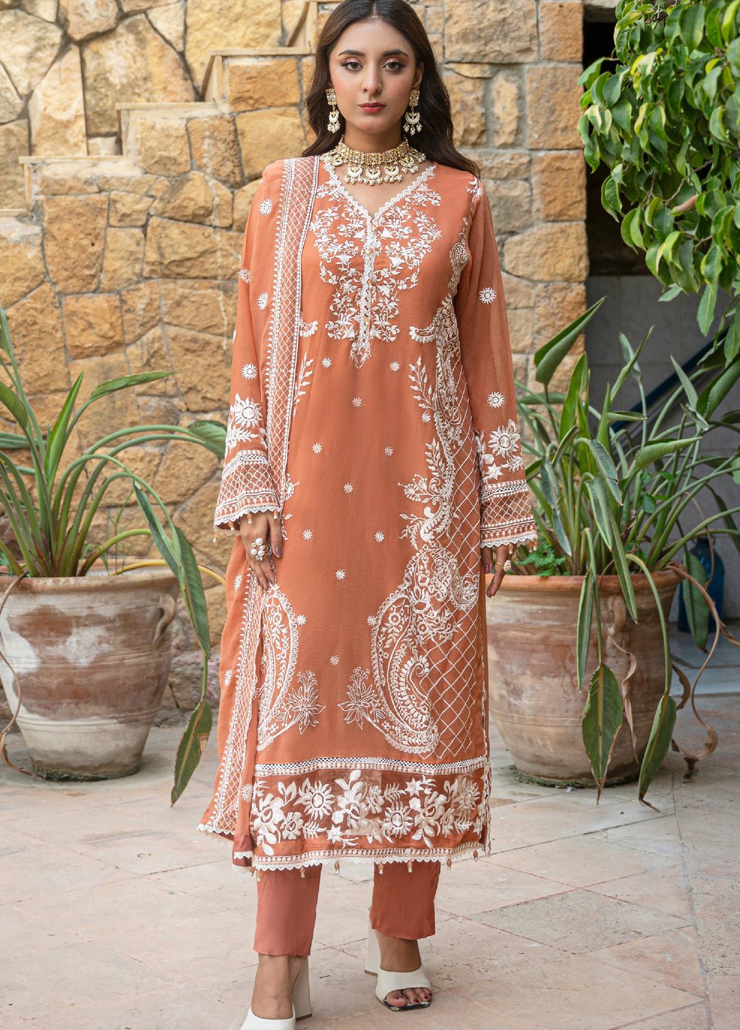 Zenia by Fine Tex Unstitched Royal Embroidered Chiffon Suits 3 Piece FNT25ZC ZC-06 - Festive Collection