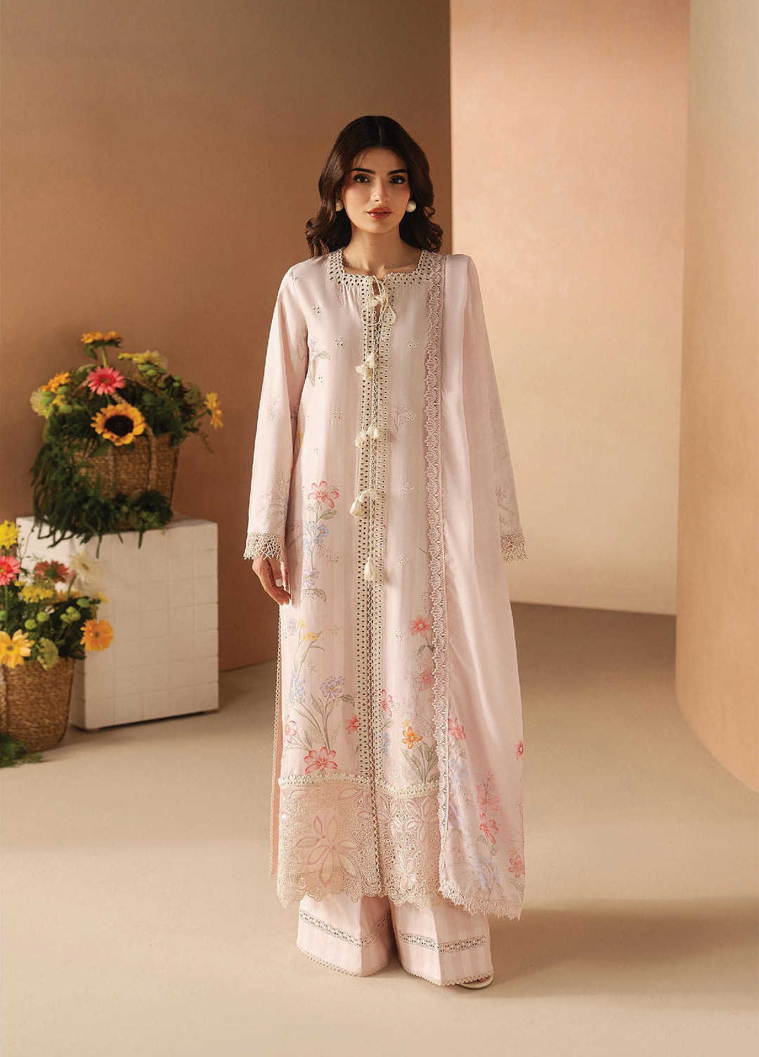 Haze A Prints by Afrozeh Unstitched Embroidered Lawn 3 Piece Suit AF26UAP Hazelen Blush FWU-103 - Summer Collection