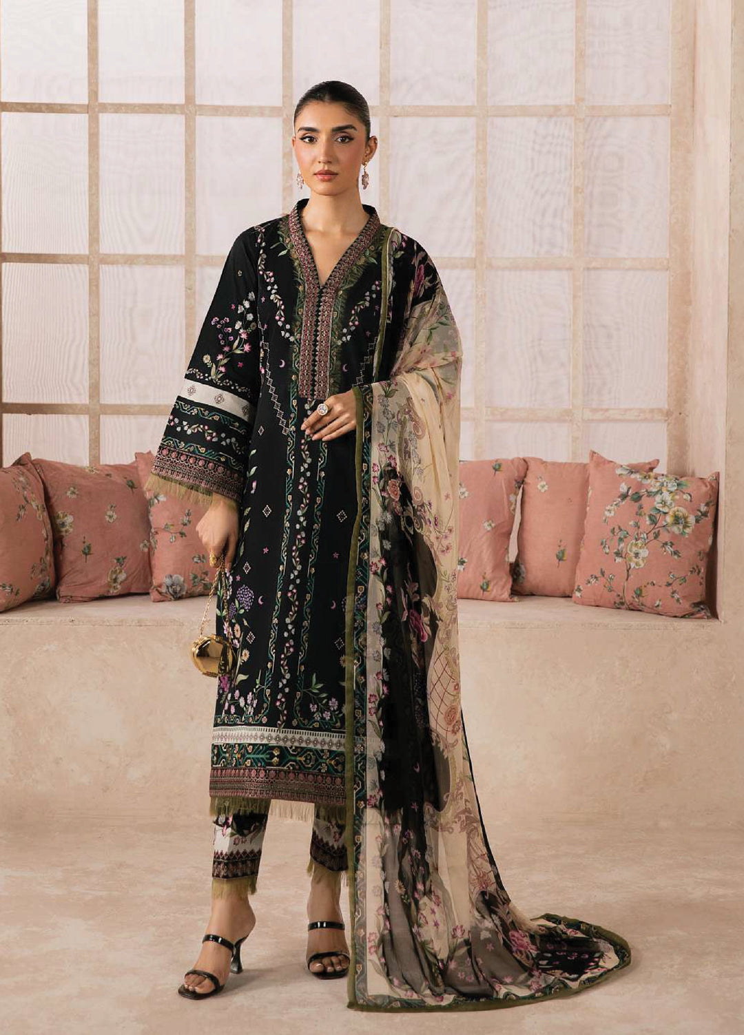 Gulaal Unstitched Embroidered Lawn 3 Piece Suit GL26ULF Elina D-5 - Festive Collection