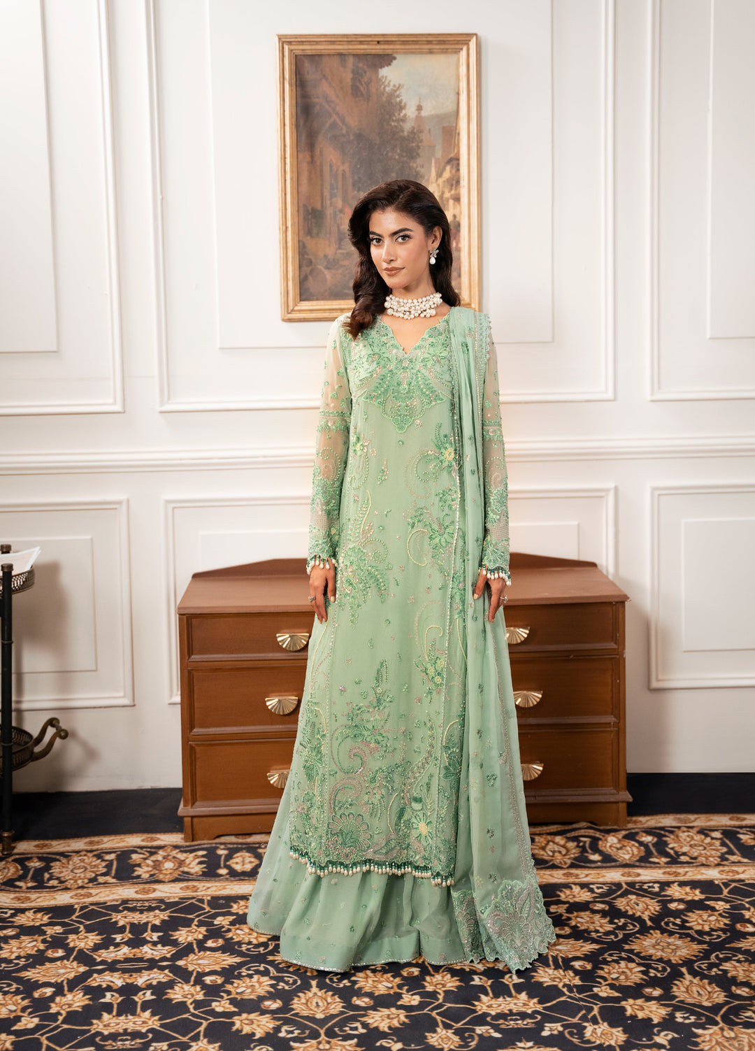 Check In by Zarizaa Embroidered Chiffon 3 Piece Suit ZZ26UCI REGALIA - Festive Collection