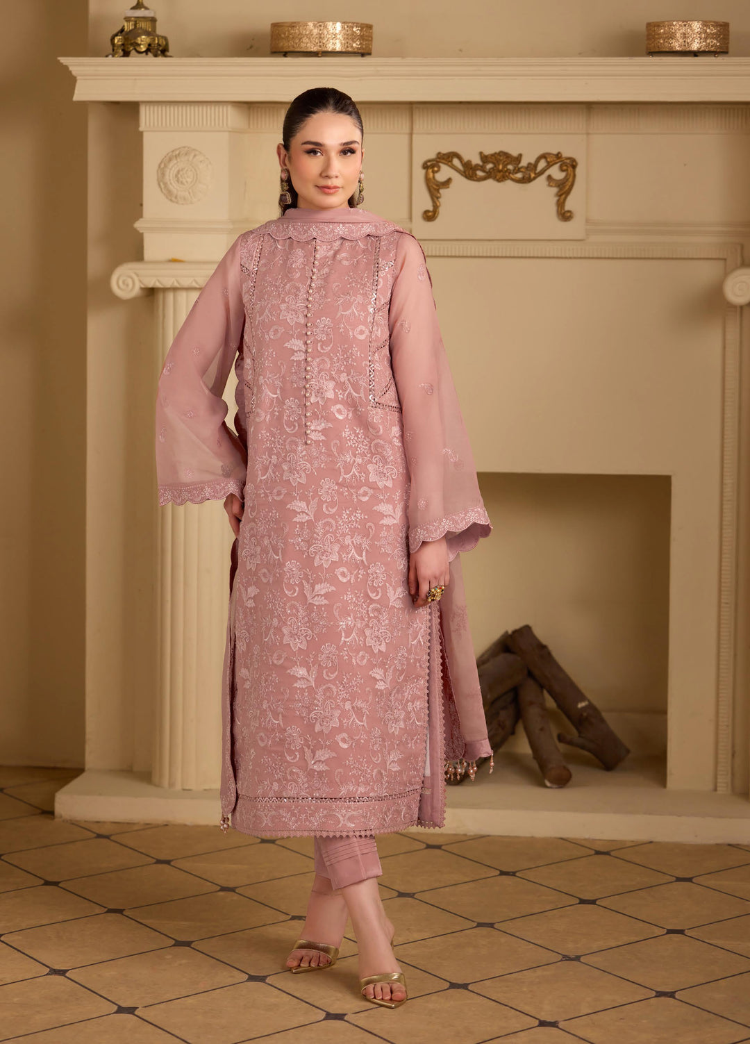 Alizeh Fashion Unstitched Embroidered Chiffon 3 Piece Suit AF26UCF AF-CH-2251-Parsa - Festive Collection