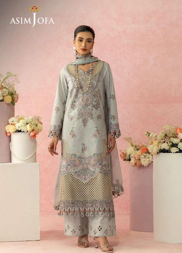 Asim Jofa Unstitched Embroidered Luxury Lawn 3 Piece Suit AJ26ULL AJULW-01 - Festive Collection