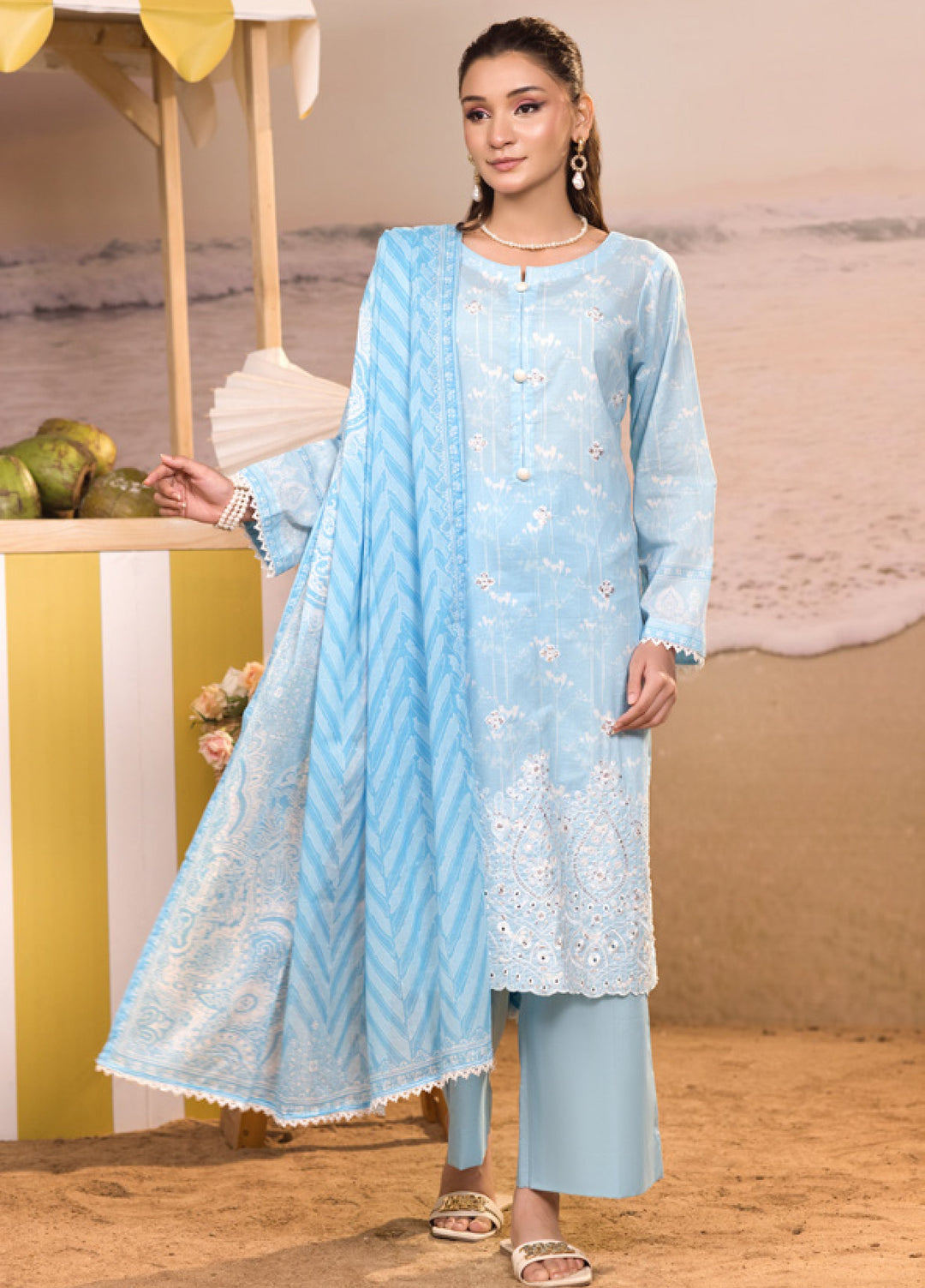 Regalia Textiles Unstitched Embroidered Lawn 3 Piece Suit RG26UEL D-5 - Casual Collection