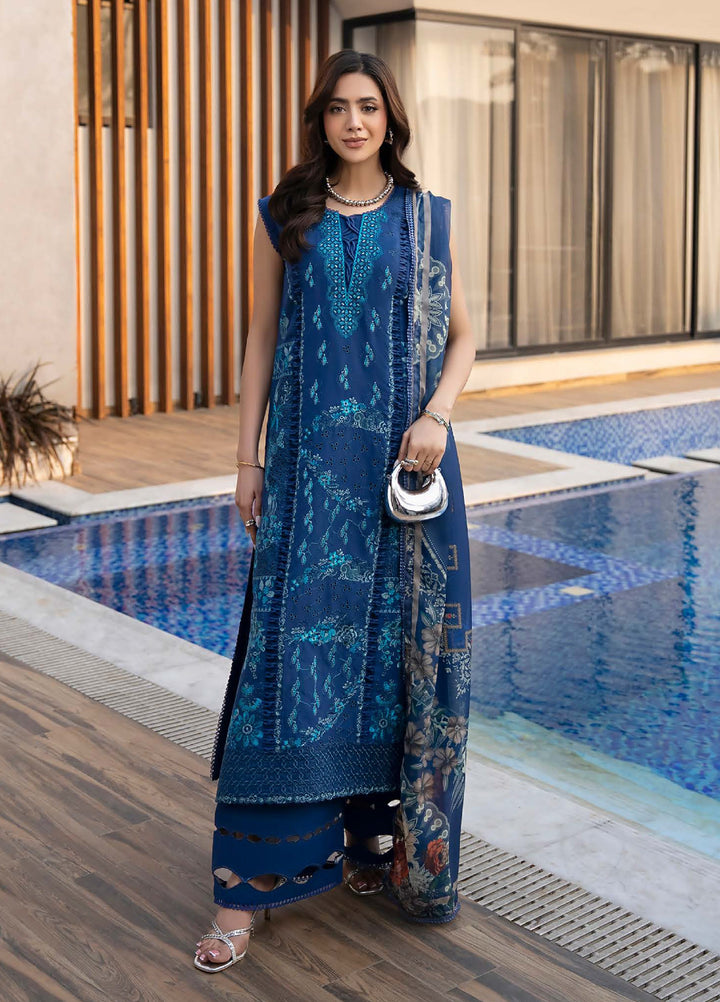 Aylin Unstitched Embroidered Luxury Lawn 3 Piece Suit AYL26UL D3 Midnight Iris - Summer Collection