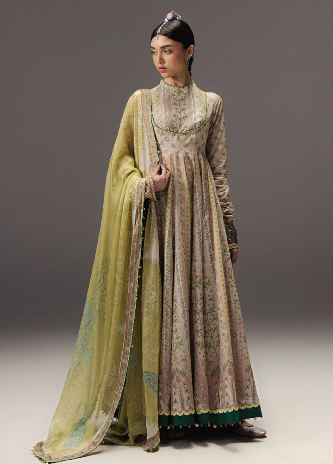 Anarkali by Zara Shahjahan Unstitched Embroidered Lawn 3 Piece Suit ZS26UAL D-08 HOORAIN - Eid Collection