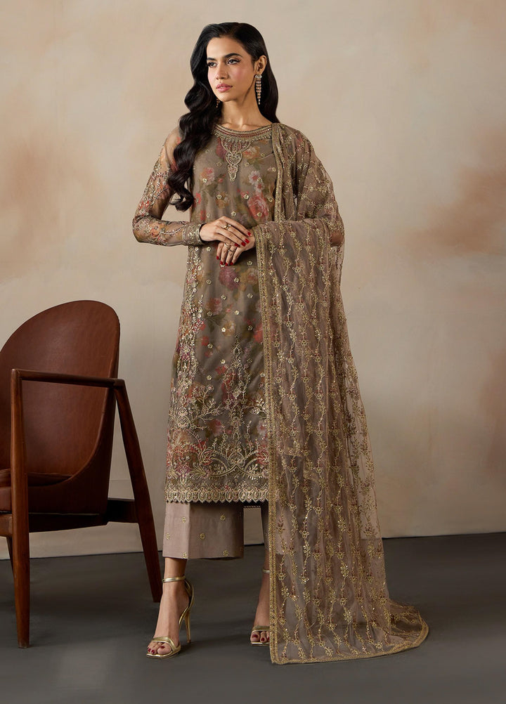 Fasana by Zarif Unstitched Embroidered Net 3 Piece Suit ZR26UF ZRF-PE-02 Dilaab - Festive Collection