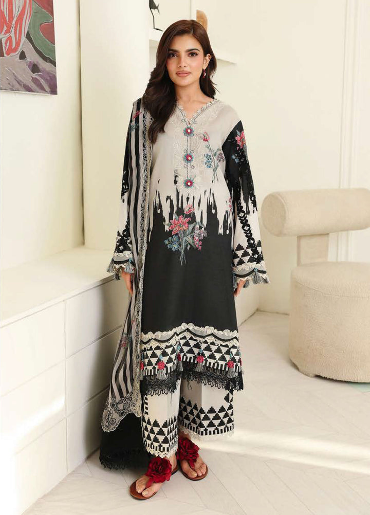 Petals in Print by Roheenaz Unstitched Printed Lawn 3 Piece Suit RN26UPP Black Petals RUNSS260904 - Summer Collection