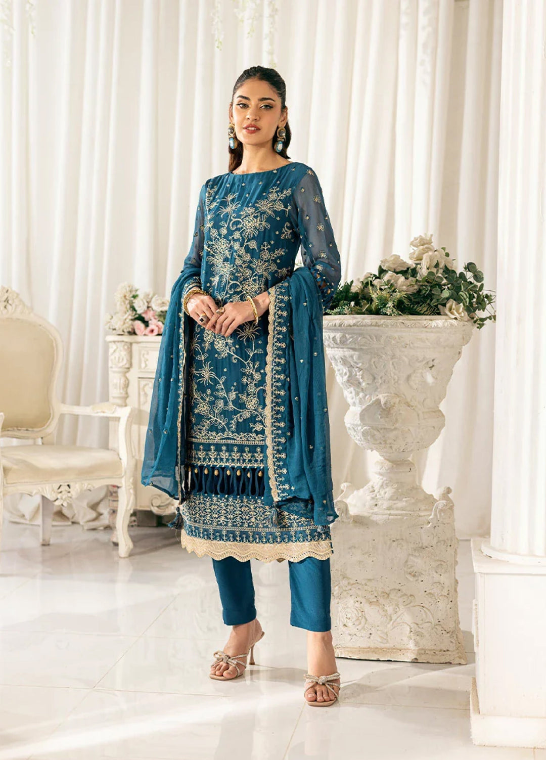 Signature by Salitex Embroidered Chiffon Suits Unstitched 3 Piece SUNS7CH032UT - Summer Collection