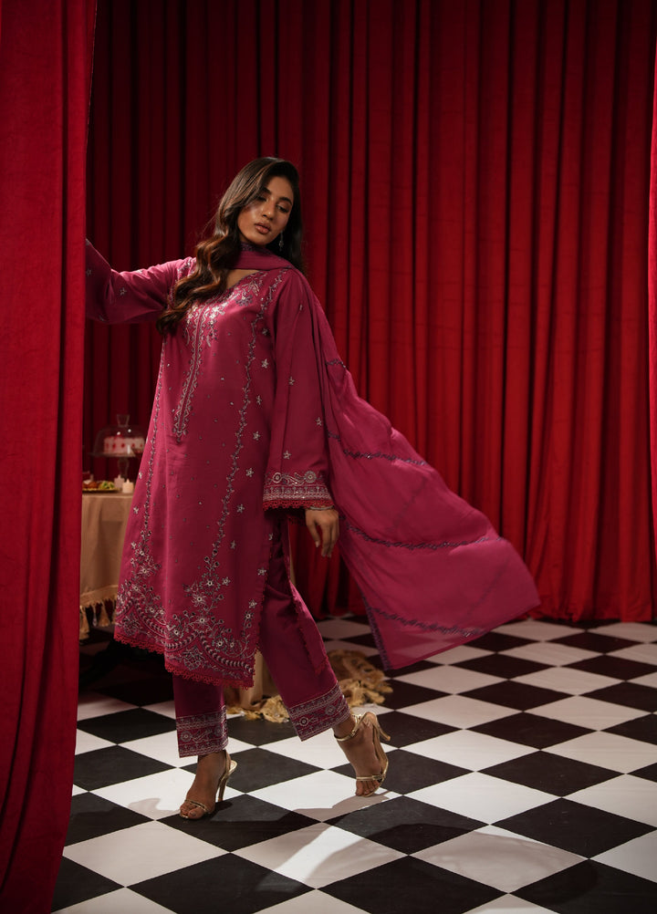 Freesia by Zouj Unstitched Embroidered Cotton 3 Piece Suit ZJ26UFC MAGENTA MAJESTY ZCS-00021 - Festive Collection