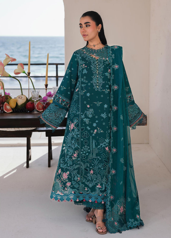 Sahil by Qalamkar Unstitched Embroidered Luxury Lawn 3 Pcs Suit QLK26US SA-04 Elif - Summer