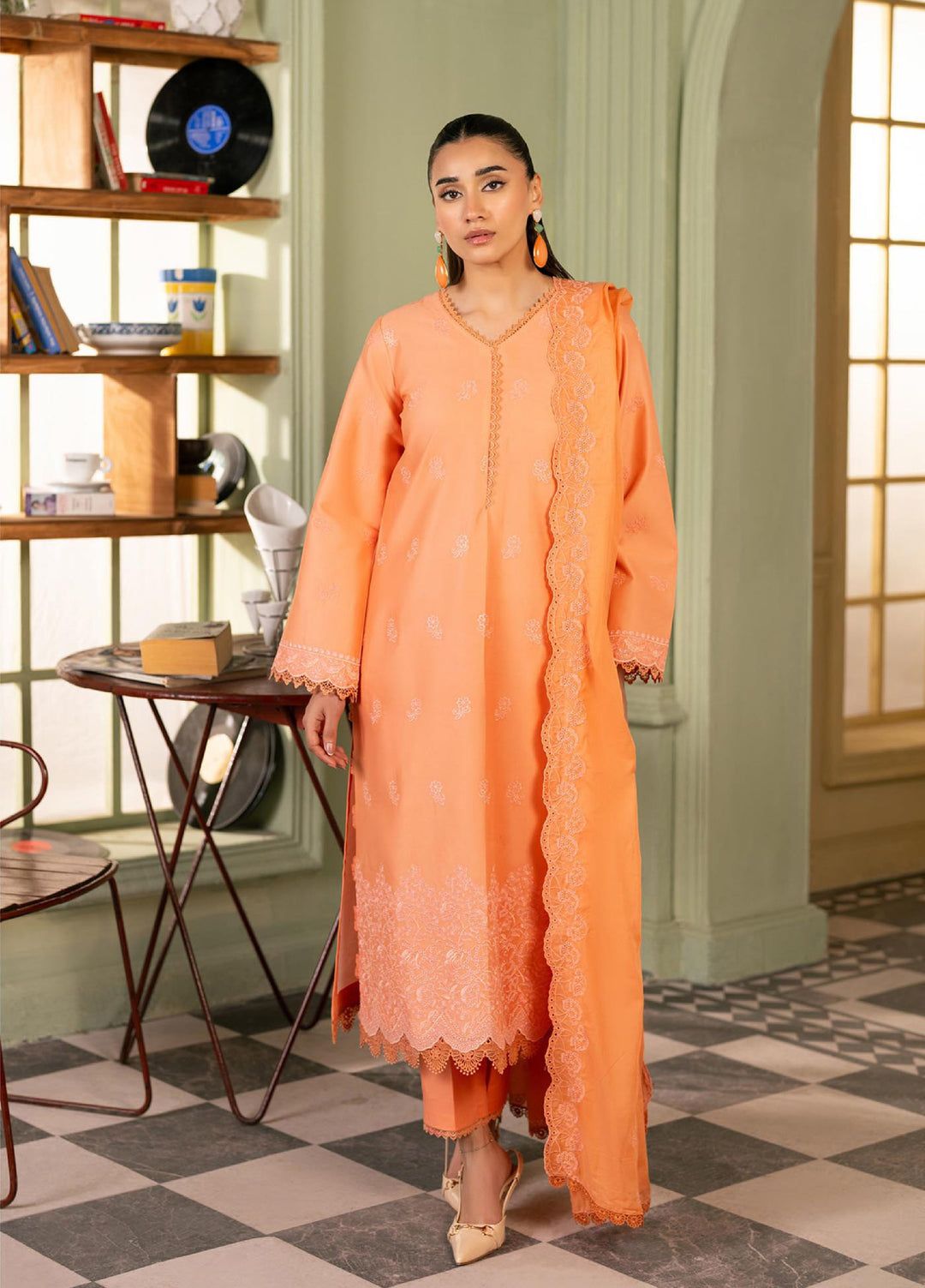 Raha by Rajbari Unstitched Premium Chikankai Embroidered Lawn 3 Piece Suit RB26UCRL D-7 - Summer Collection