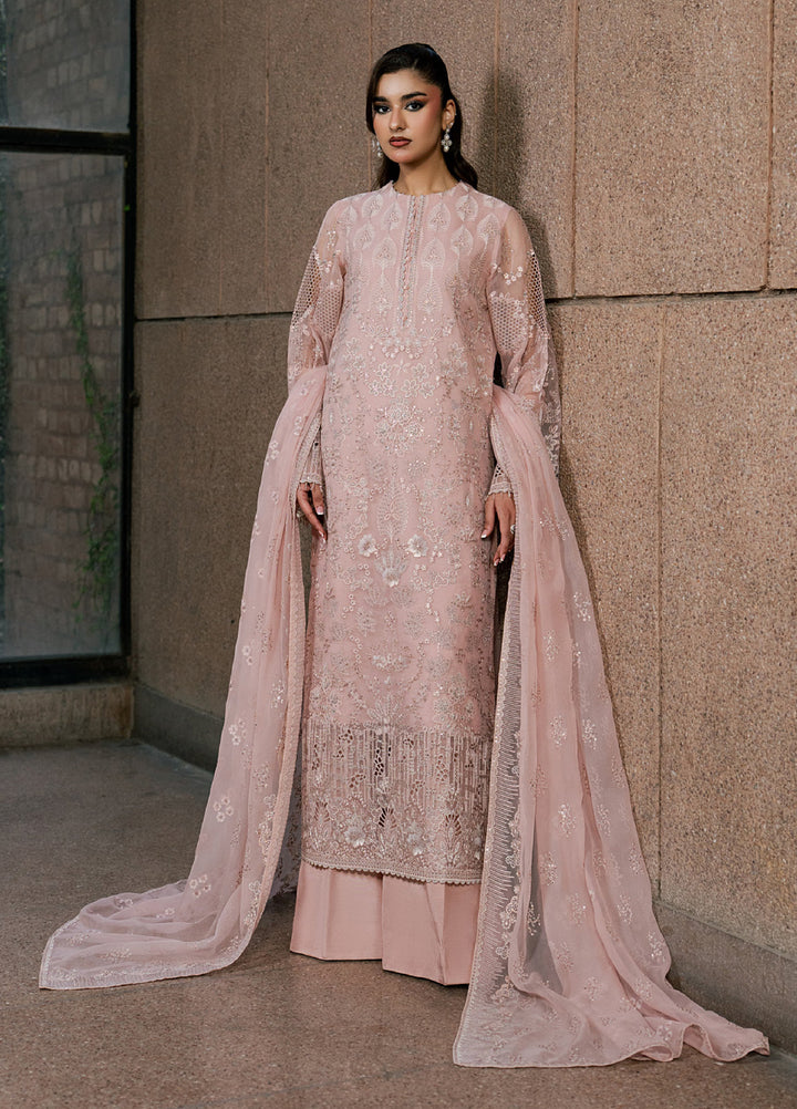 Lazawal by Lavish Premium Unstitched Embroidered Chiffon 3 Piece Suit LVP26UCL Pink Blossom - Festive Collection