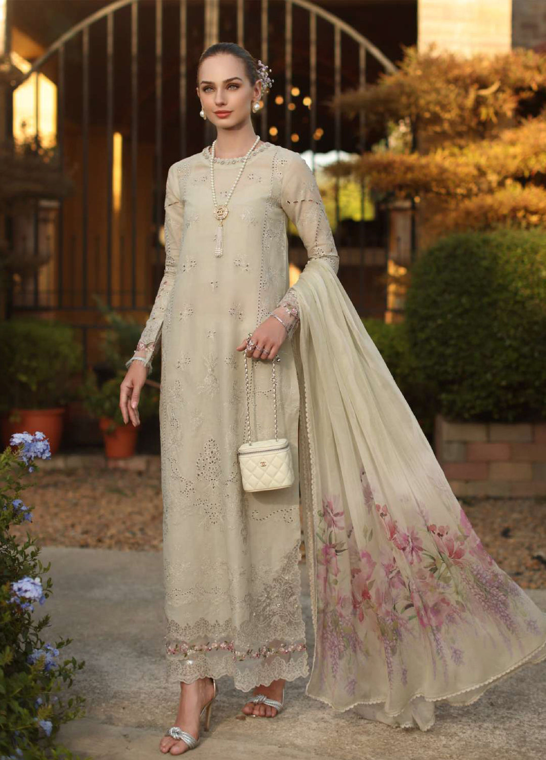 Noor by Saadia Asad Unstitched Embroidered Luxury Lawn 3 Piece Suit SA26UNL D2B-ALOURA - Eid Collection