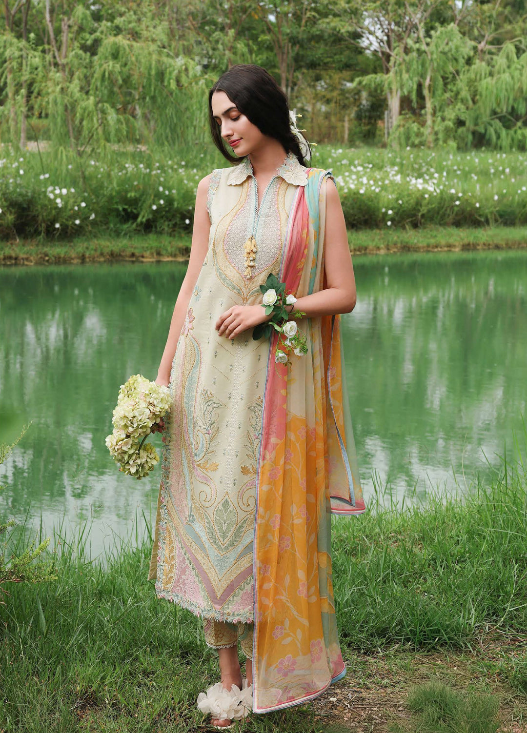 The Secret Garden by Mushq Unstitched Embroidered Lawn 3 Piece Suit MU26USG Nocturne Flora HUNSS260406 - Festive Collection