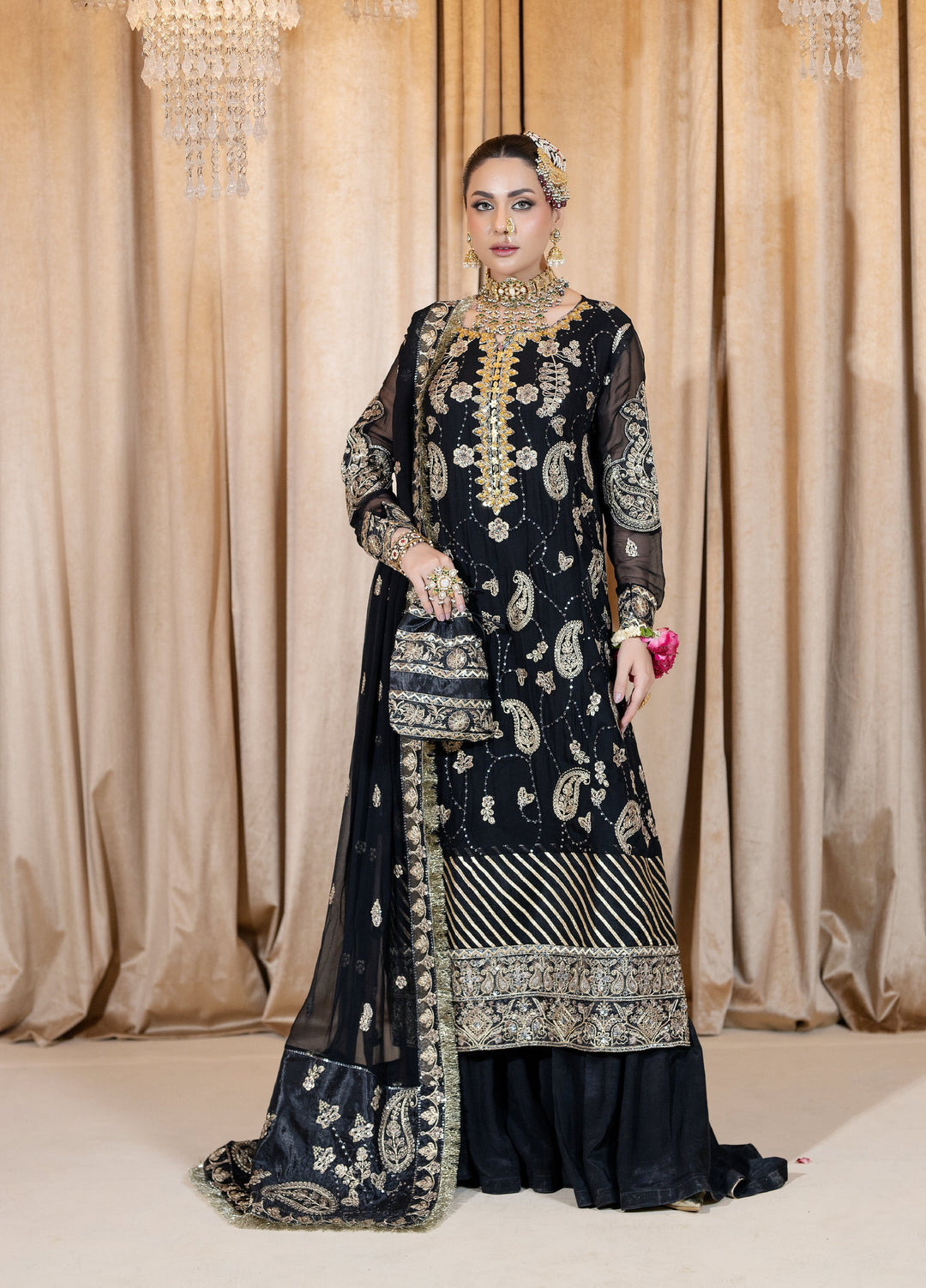 Maah-e-Noor Raum by Sarb Unstitched Embroidered Bamber Chiffon 3 Piece Suit RS26UMN MWF-06 - Wedding Collection