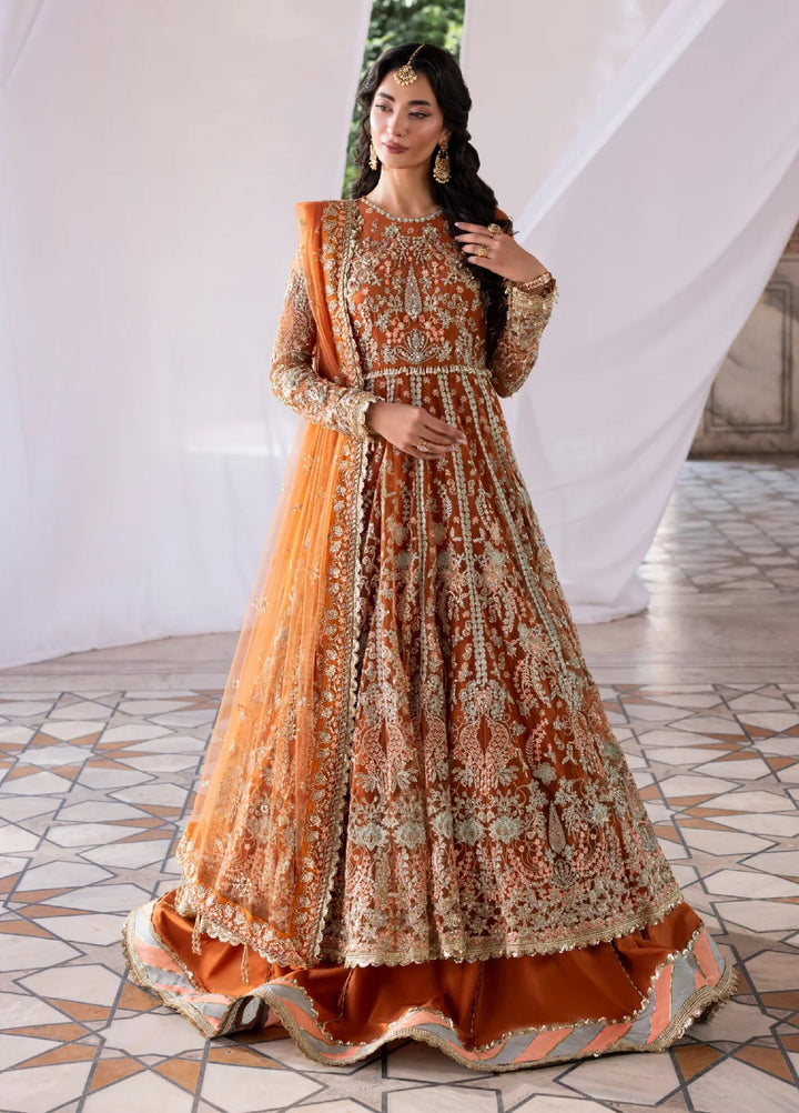 Ember by Aylin Unstitched Net Embroidered Suits 3 Piece AYL25EF D2-Saffron - Festive Collection