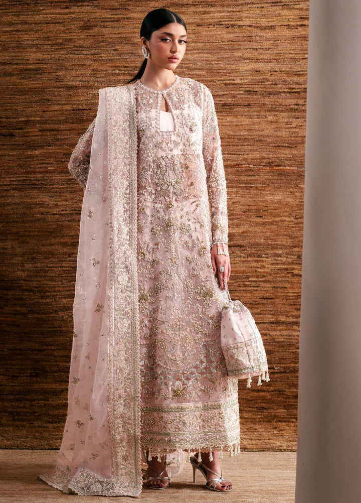 Starlet Jewels by Emaan Adeel Unstitched Embroidered Organza 3 Piece Suit EA26USF Pearl Essence - Wedding Collection