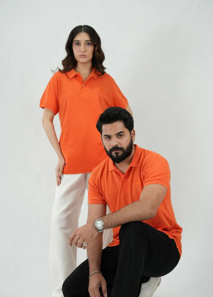 Mercato RTW Solids Cotton 1 Piece Orange Polo Shirt