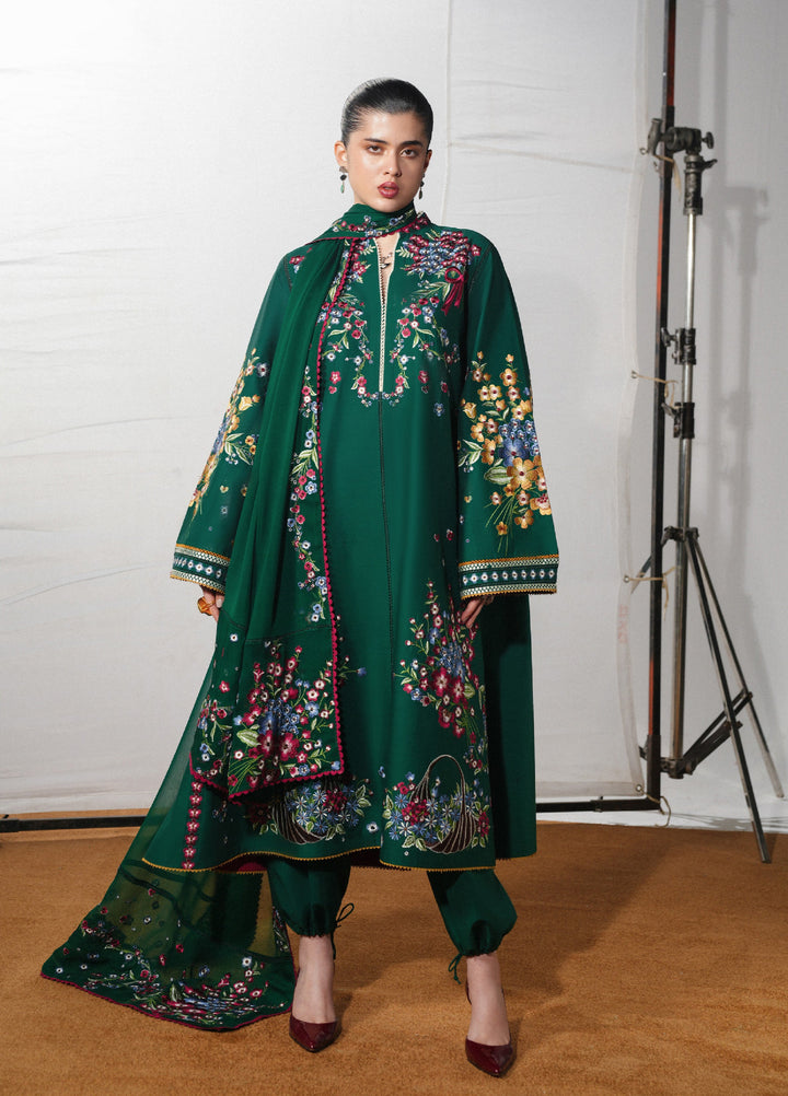 Jugnu by Hussain Rehar Unstitched Embroidered Cotton 3 Piece Suit HR26UJC BEZAN - Festive Collection