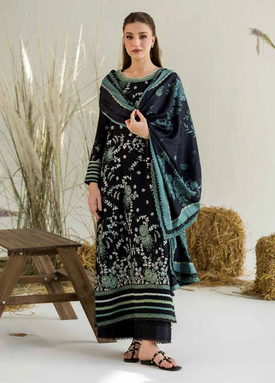 Sobia Nazir Winter Embroidered Karandi Suits 3 Piece SN25WU D-02 A - Winter Collection