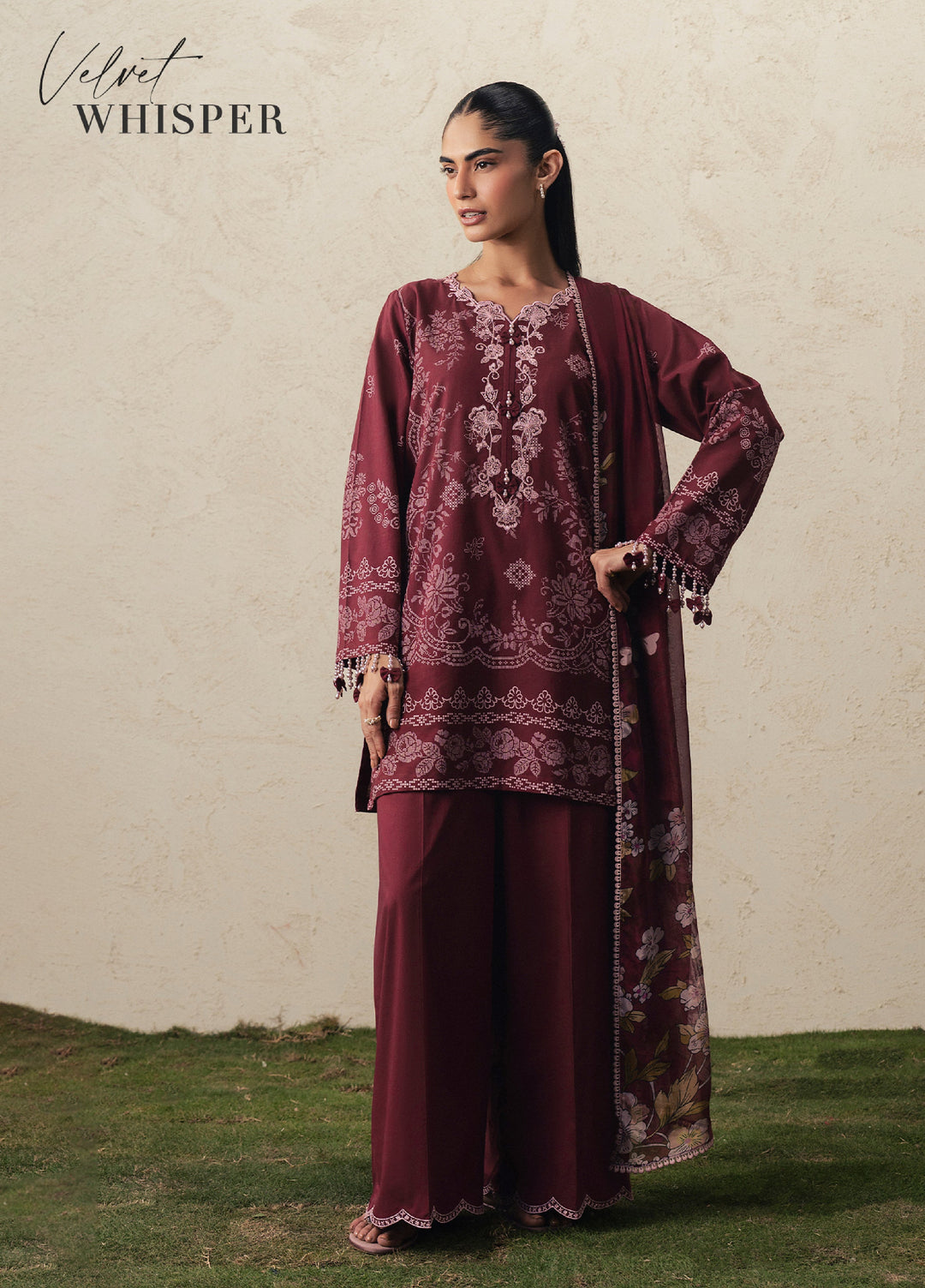 Moonsoon Edit by Cross Stitch Unstitched Printed Cambric 3 Piece Suit CS26UCM Velvet Whisper - Casual Collection