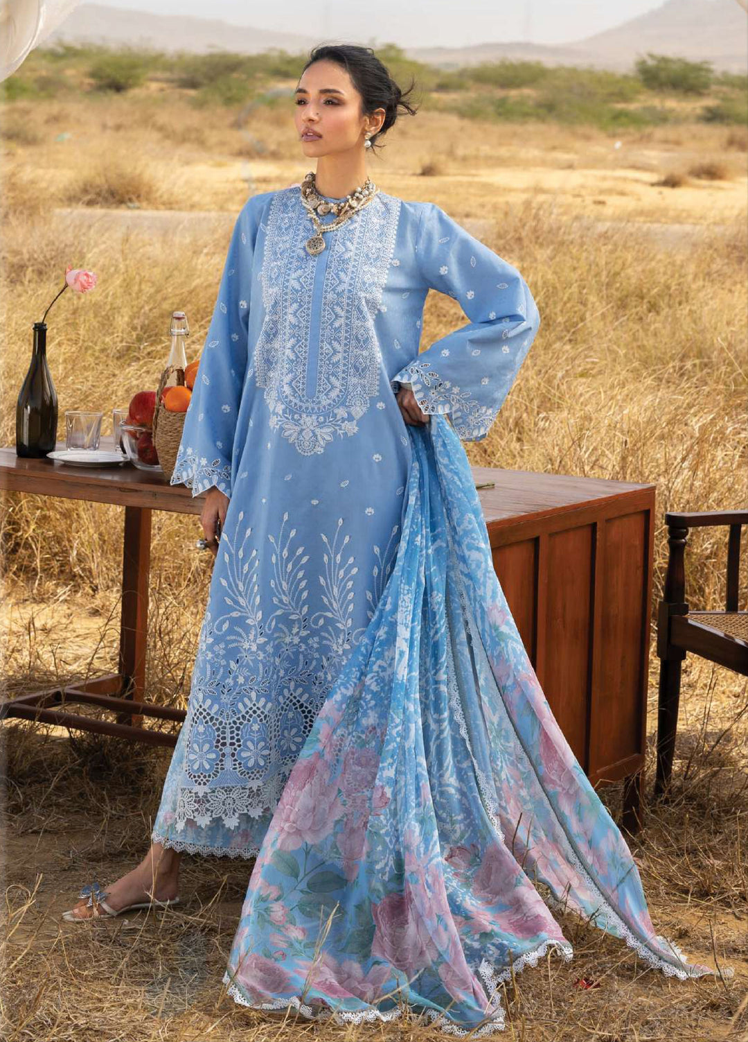 Zainab Chottani Unstitched Embroidered Luxury Lawn 3 Piece Suit ZC26ULZ D-5 AZULE - Summer Collection