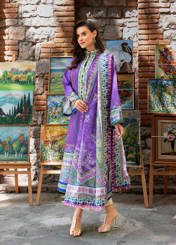 Mushq Hemline Echoes Of Serneity Unstitched Festive Raw Silk Printed 3 Piece MQ25ES D-02 Cosmic Spindle - Festive Collection