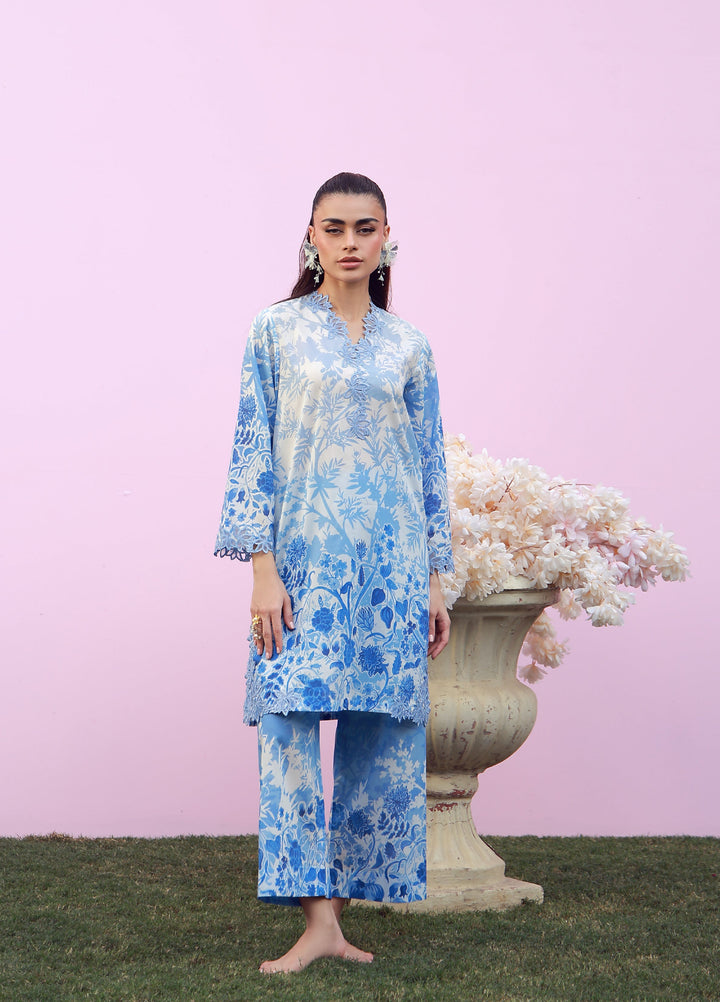 Sahar Unstitched Printed Cambric 2 Piece Suit SS1-26-27 Blue Meadow - Summer Collection