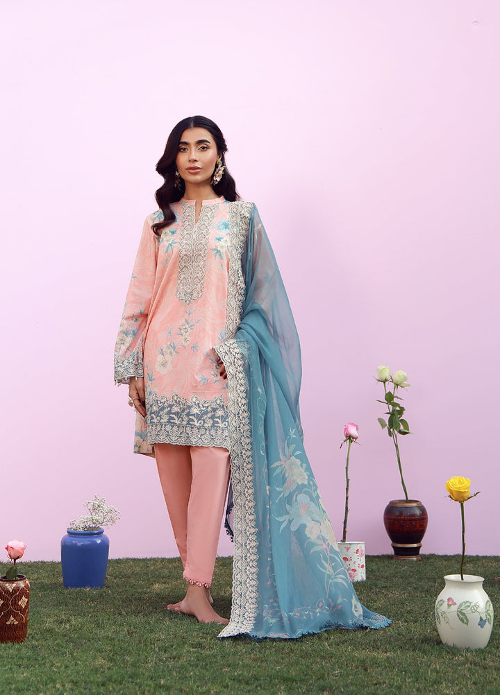 Mirha by Sahar Unstitched Embroidered Lawn 3 Piece Suit SS1-26-39 Blush Azure - Summer Collection