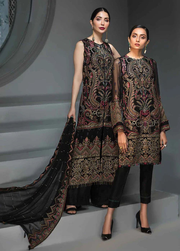 Jazmin Unstitched Embroidered Chiffon 3 Piece Suit 07-Reine De Nuit Festive Collection