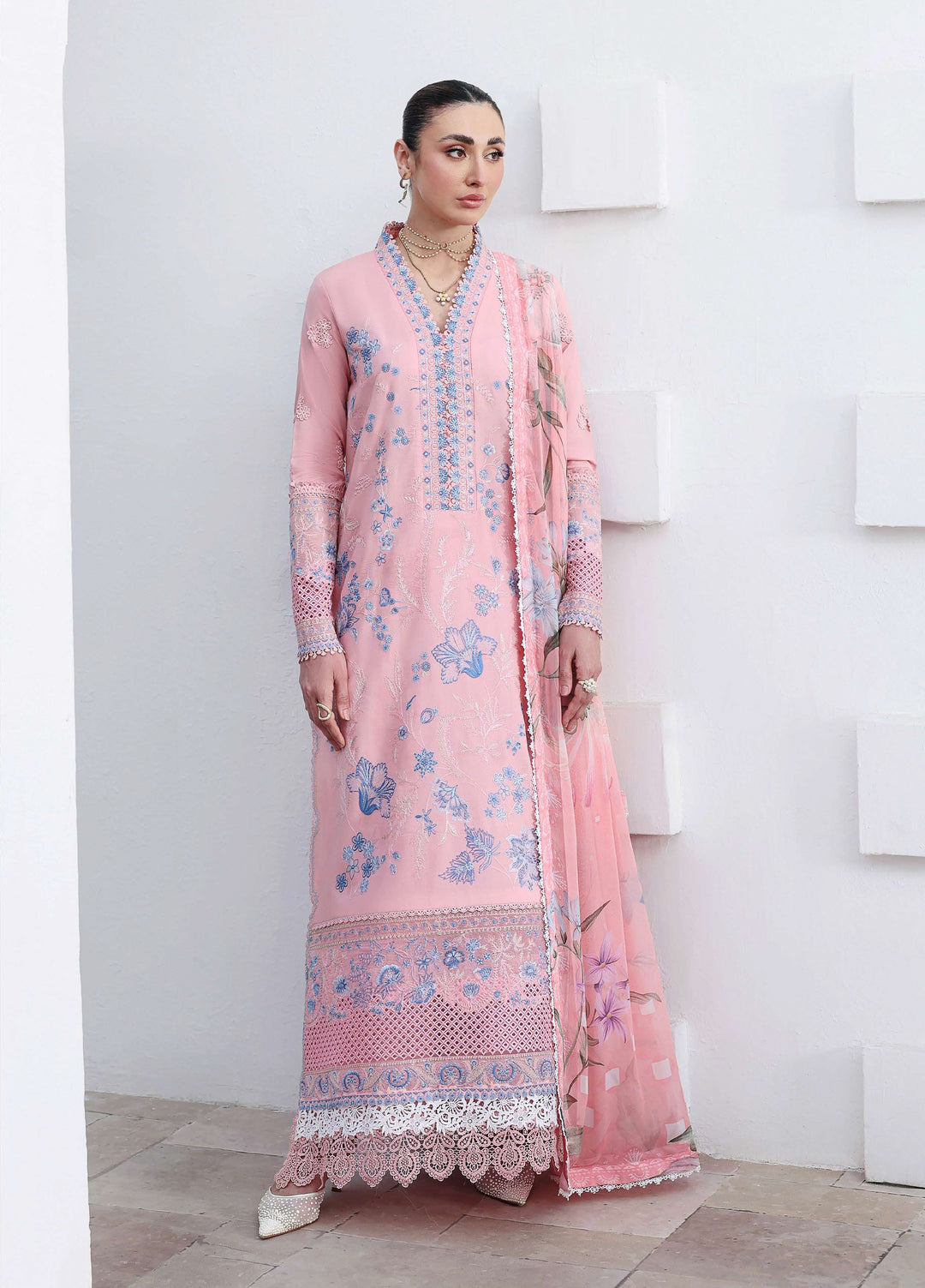 Floral Reverie by Roheenaz Unstitched Embroidered Lawn 3 Piece Suit RN26UFRL CRYSTAL GLOW - Festive Collection