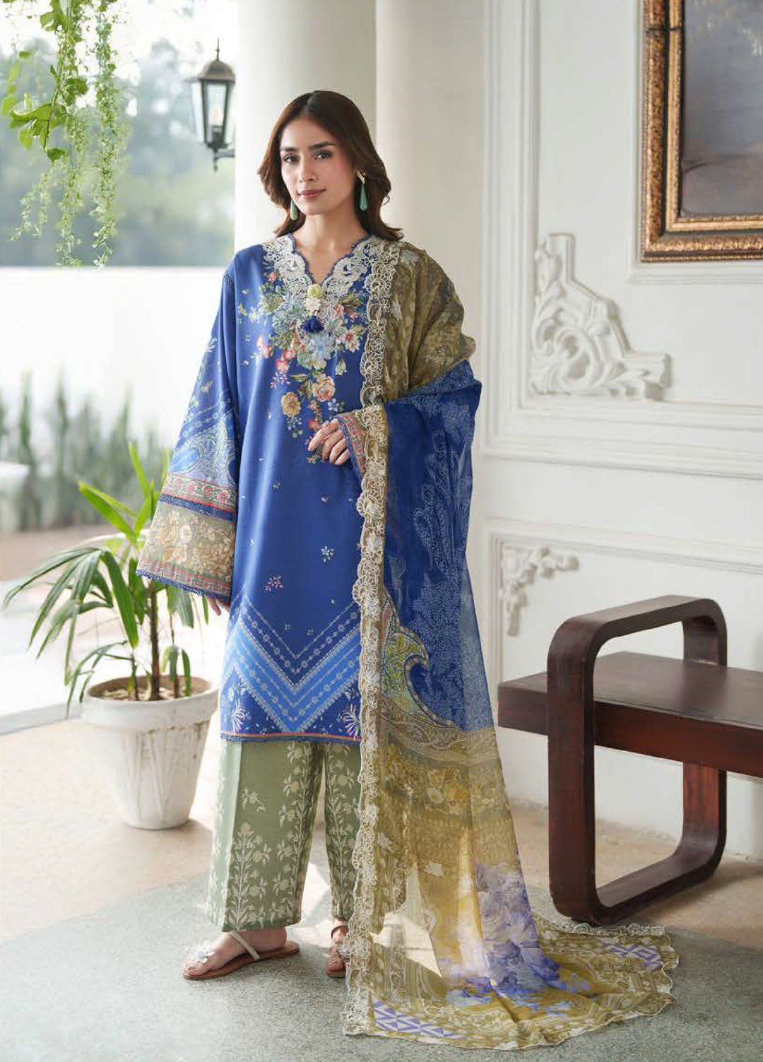 Whispered Florals by Roheenaz Unstitched Embroidered Lawn 3 Pcs Suit RNZ26UWF D-12 A GENTLE PETALS - Summer