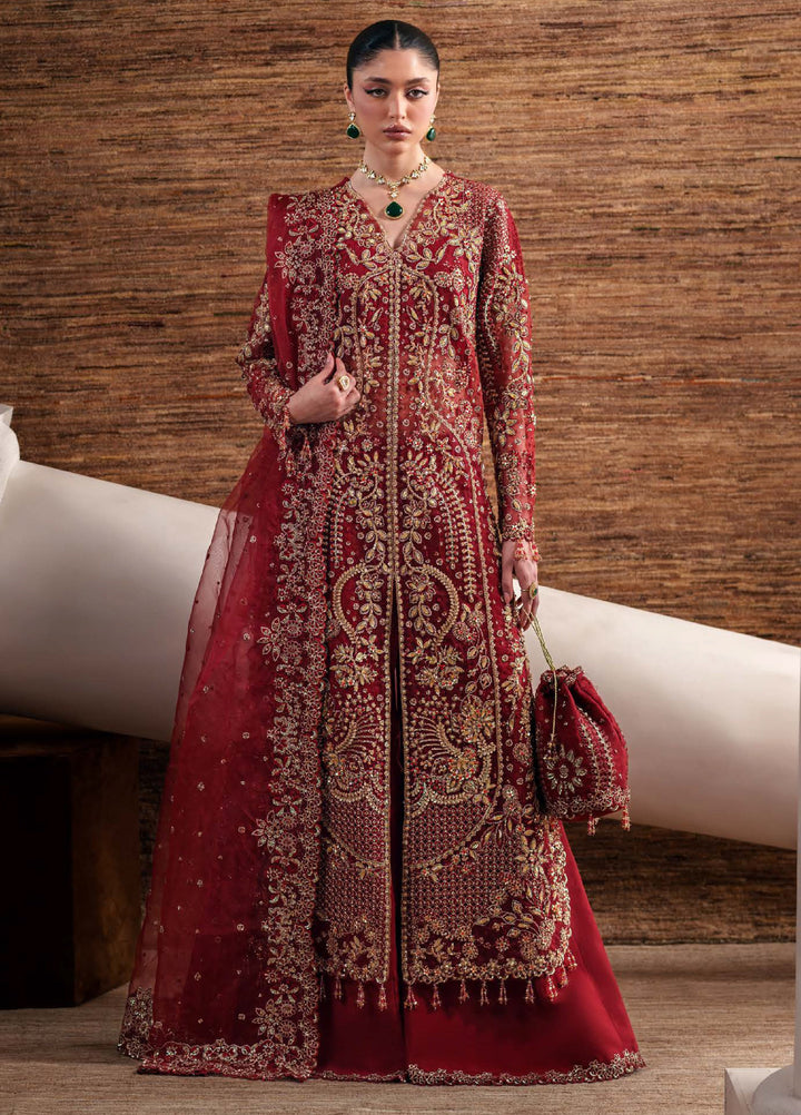 Starlet Jewels by Emaan Adeel Unstitched Embroidered Organza 3 Piece Suit EA26USF Ruby Veil - Festive Collection
