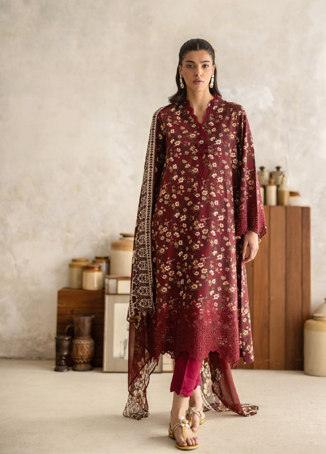 Freesia by Gul Ahmed Unstitched Embroidered Lawn 3 Piece Suit GA26UFL BM-62023 - Summer Collection