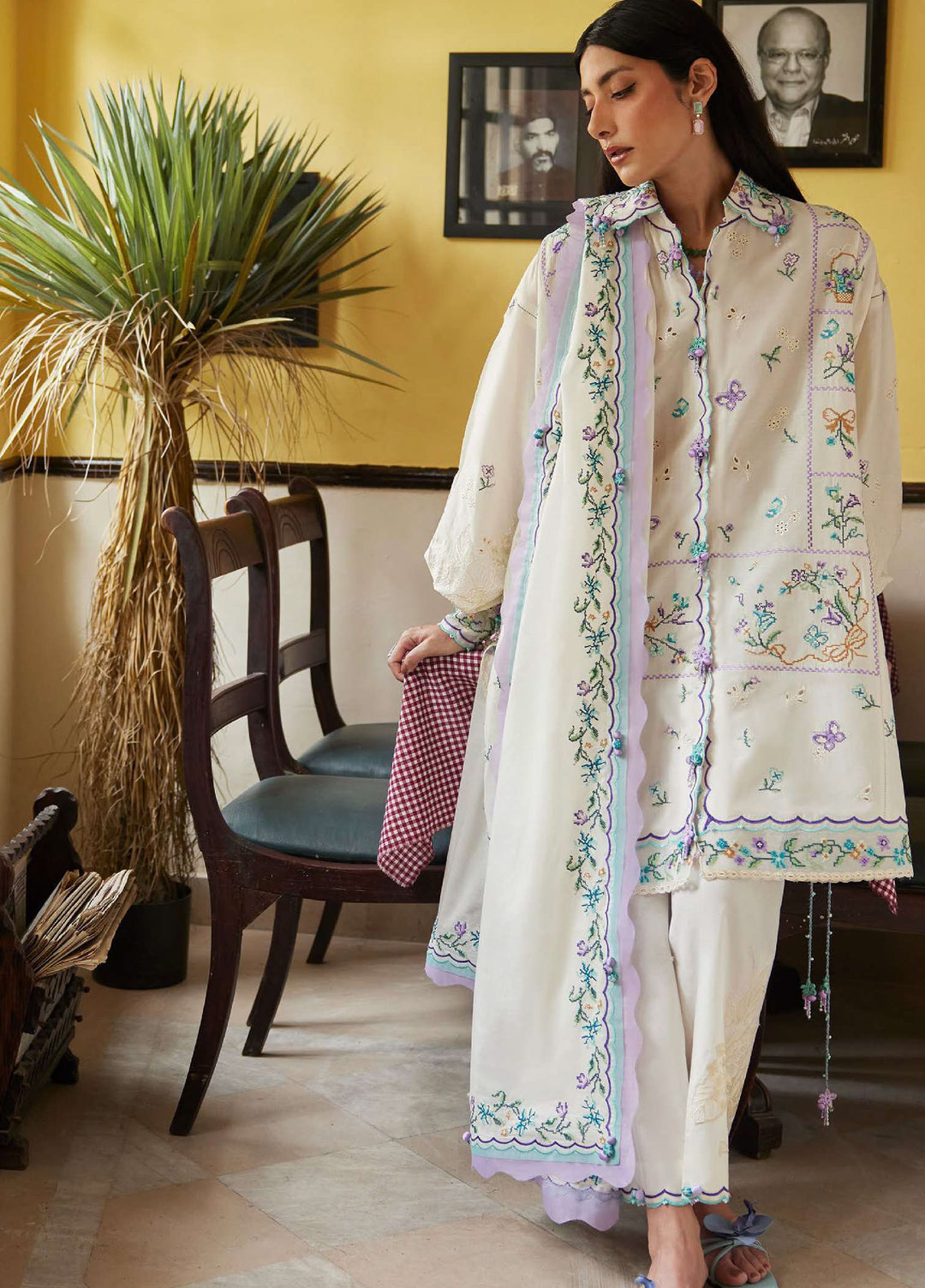 Wild Flower by Zaha Unstitched Embroidered Lawn 3 Piece Suit ZK26UWL ZF26-07 Ghost Orchid Whispers - Festive Collection
