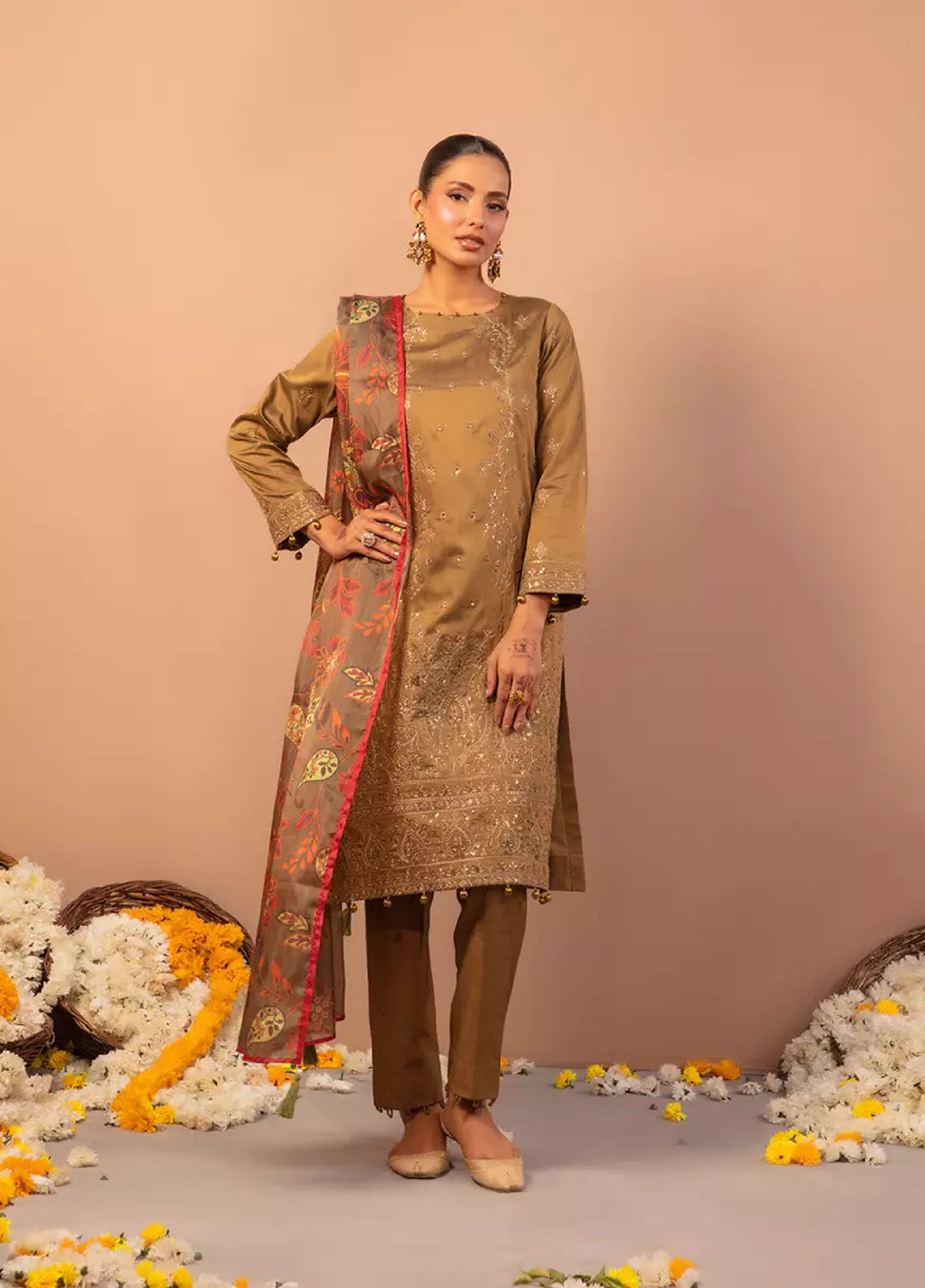 3Pc Unstitched Festive Embroidered Suit (No062)
