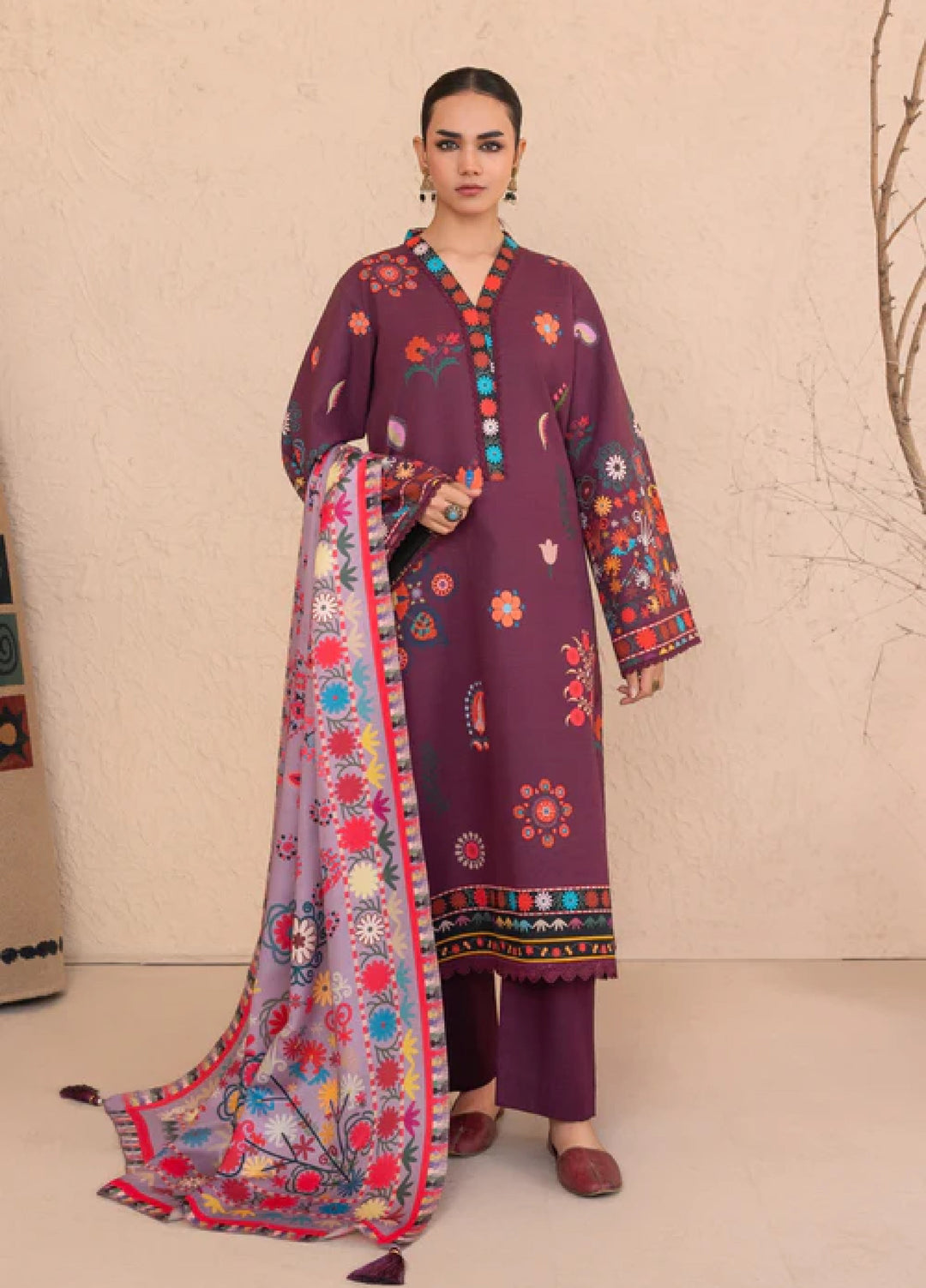 Jugnu by Chandan Nagri Women Pret Embroidered Khaddar 3 Piece Suit Noorza - Winter Collection