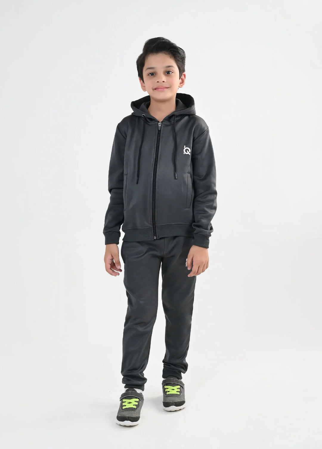 IQ Exclusive Kids Track Suit Fleece 2 PieceGrey Zip Hoodie Tracksuit-Unisex Kids - Winter Collection